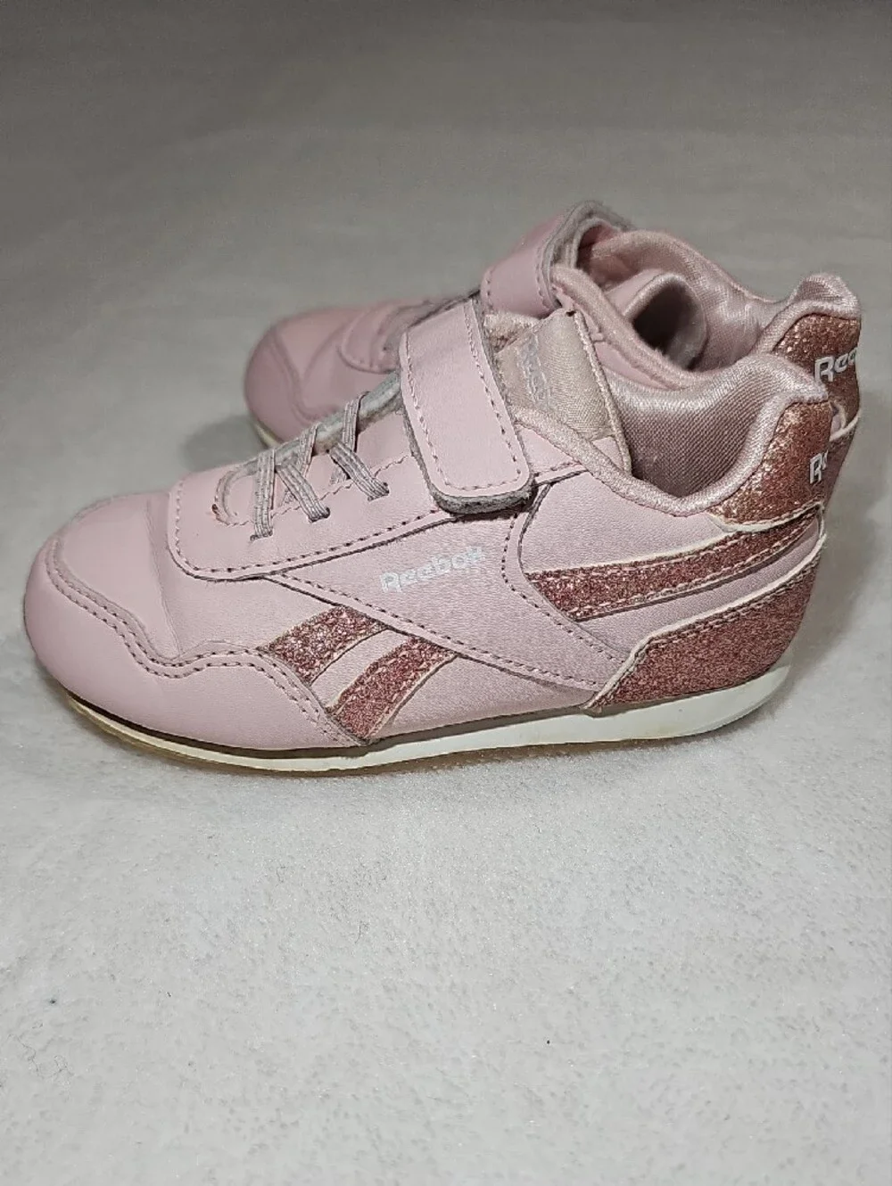 Reebok Light Pink Strap & Lace Sneakers with Rose Metallic Accents